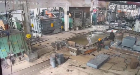 A Worker Is Crushed By A Huge Metal Block