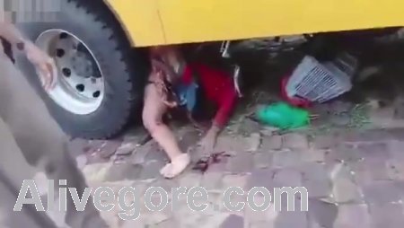 A woman was run over by a truck