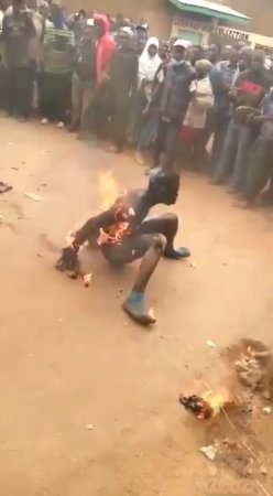 Villagers Set Thief On Fire