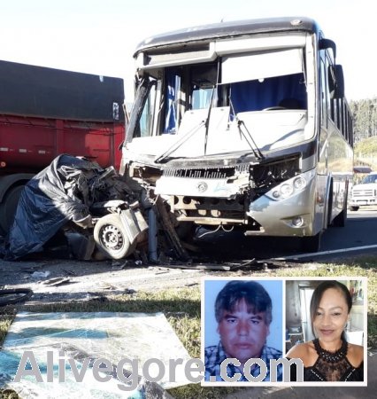Man & Woman Dead when Their Car Stuck in Highway Traffic Jam Gets Hit by Bus