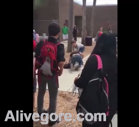 American School Girls Fighting In The School Yard