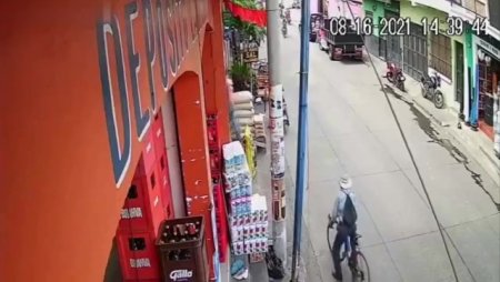 Elderly Man on Bicycle Loses Balance Gets Fatally Run Over by a Bus