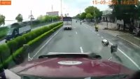 ⁣Cyclist Guy Try To Crossing The Road Hit By Truck