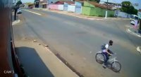 Student on Bicycle Crosses Road, Gets Hit Hard by a Car
