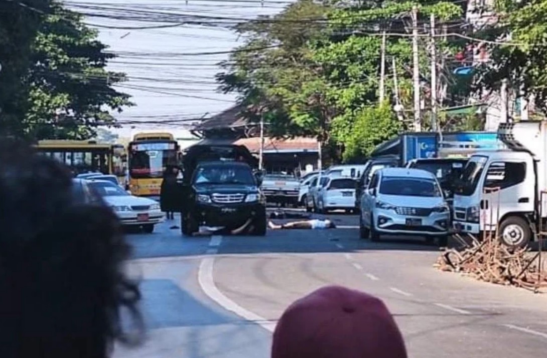 Myanmar Security Forces Vehicle Plows Through Anti-coup Protesters