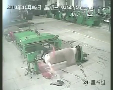 Worker Wrapped Around The Shaft
