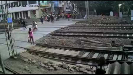 Idiot Tried To Cross The Tracks In Front Of The Train