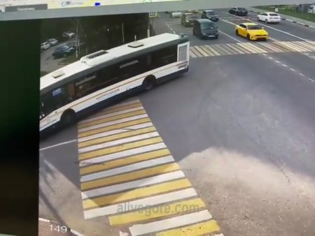 Bus Crushed A Girl On A Scooter At A Pedestrian Crossing