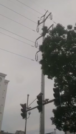 An Idiot Got An Electric Shock When He Climbed High-voltage Wires
