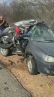 The Car Was Almost Torn In Half By The Impact Of The Motorcycle
