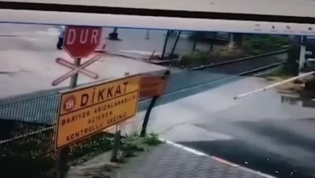 A Train Hit A Man At A Railway Crossing. Turkey
