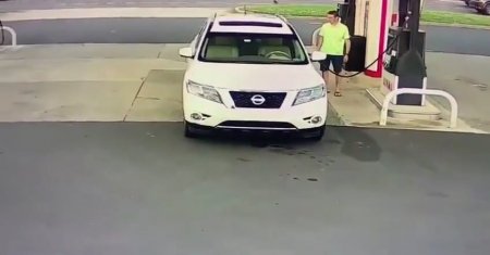 Three Robbers Took A Car From Its Owner At A Gas Station