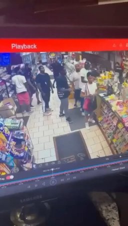 A Gang War In A Supermarket. NY, USA