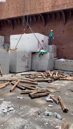 Worker Crushed By A Concrete Block. China