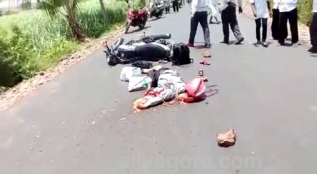 A Dead Flattened Motorcyclist On The Road