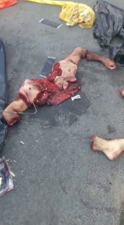 The body of a man chopped up into pieces