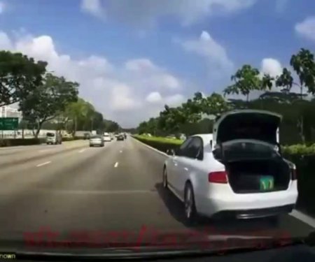 Motorcyclist Landed Upside Down After Colliding With A Car. Slow-mo