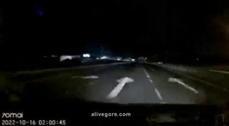 The Car Hit The Motorcycle Ahead Of It At High Speed