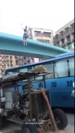 Girl Decided To Commit Suicide And Jumped Off A Bridge Over The Road