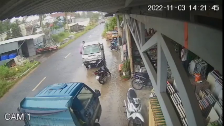Like A Puck In A Goal. Motorcyclist Flew Under The Wheels Of An Oncoming Car