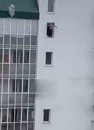 A Suicidal Man Went Out Of The 10th Floor Window. Novosibirsk, Russia