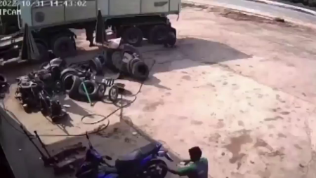 A Worker Inflated The Tire Too Much And It Exploded