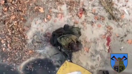 A Grenade Was Dropped From A Drone On A Wounded Russian Soldier