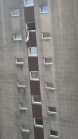 Girl Falling From The 14th Floor Window