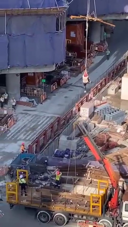 A Construction Worker Fell Off A Crane Hook When He Couldn't Hold On. Russia