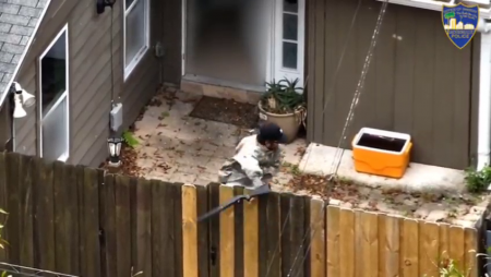 A Police Officer Shot A Jerk Who Fired A Rifle From Behind A Fence