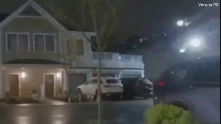 Shocking Moment Two Thieves Crash Suv Into A New Jersey Home After Launching It Over A Guardrail And Falling 21 Feet To Escape Police