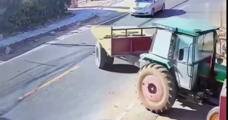 Dude Driving A Tractor Ran Over A Motorcyclist Several Times