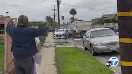 A Man In A Dump Truck Wrecks His Wife's House And Car