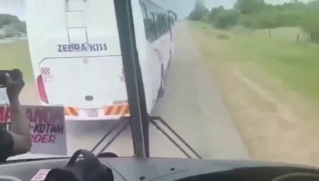 Video From The Cab Of A Bus Involved In A High-speed Accident