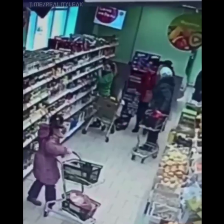 A Crazy Woman Spit On A Child's Head In A Store. Russia, Saratov
