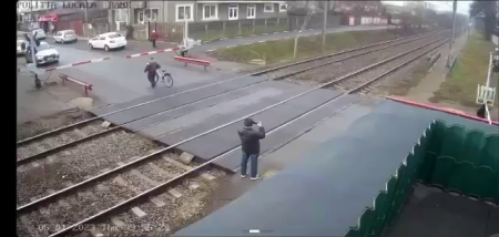 An Elderly Woman Was Hit By A Train As She Was Crossing The Railroad Tracks. Romania