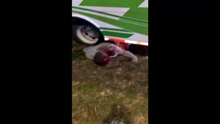 Out Of Control Bus Crushed Two Motorcyclists