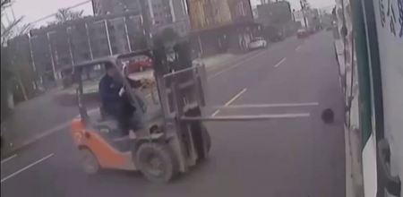 The Forklift Did Not Allow The Motorcyclist To Pass