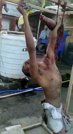 The Body Of A Brutally Executed Criminal In The Town Square