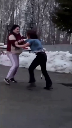 A Fight Between A Fat Woman And A Thin Woman. Russia