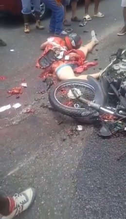 The Truck Drove Several Meters Under The Wheels Of The Fallen Motorcyclist