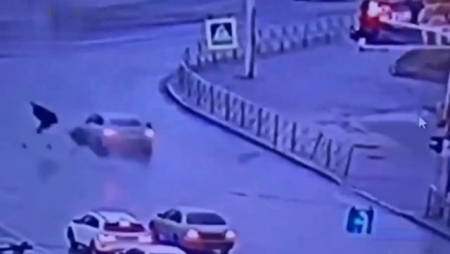 Drunk Driver Fatally Hit A Woman Crossing The Road. Russia