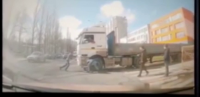 Truck Crushed A Woman Crossing The Road Half A Meter In Front Of Him. Russia