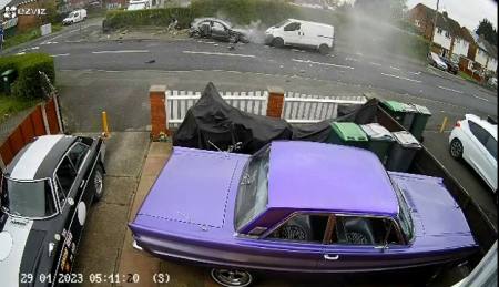 The Car Flew Out Onto The Sidewalk. UK