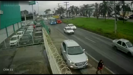 A Truck Hit A Motorcyclist To Death. Brazil