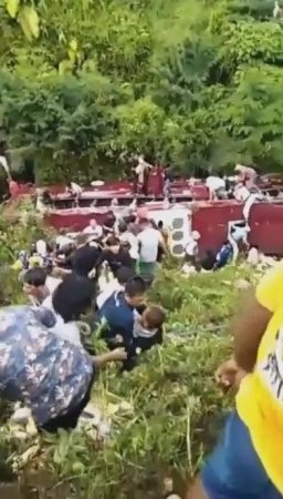 Tourist Bus Rolled Into A Ravine. Indonesia