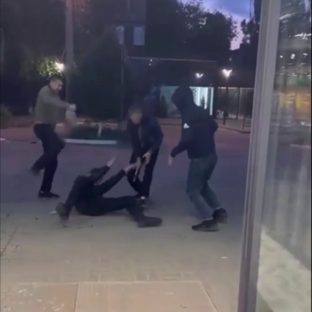 Three Bastards Brutally Beat Up A Man Outside A Store. Russia