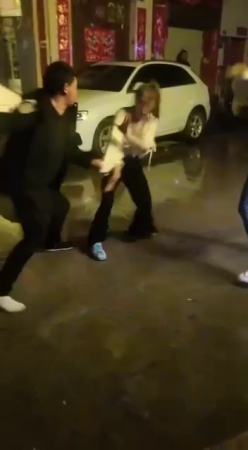 Two Young Women Beat A Drunken Man With Anything