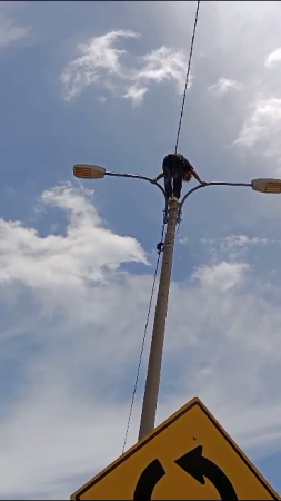 Man Jumped Headfirst Off A Lamp Post