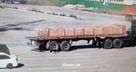 The Driver Of The Rolling Truck Tried To Stop Him But Fell And Was Crushed. Salehard, Russia